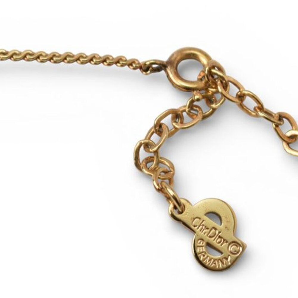 Christian Dior Necklace Pendant Vintage Heart Mochi Rhinestone - Picture 4 of 5